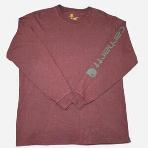 Carhartt Men M Heathered Crew Neck T-Shirt Red Green